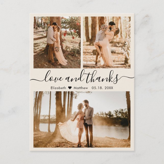 Carte Postale Mariage Photo Collage Amour et Merci Merci Po (Devant)