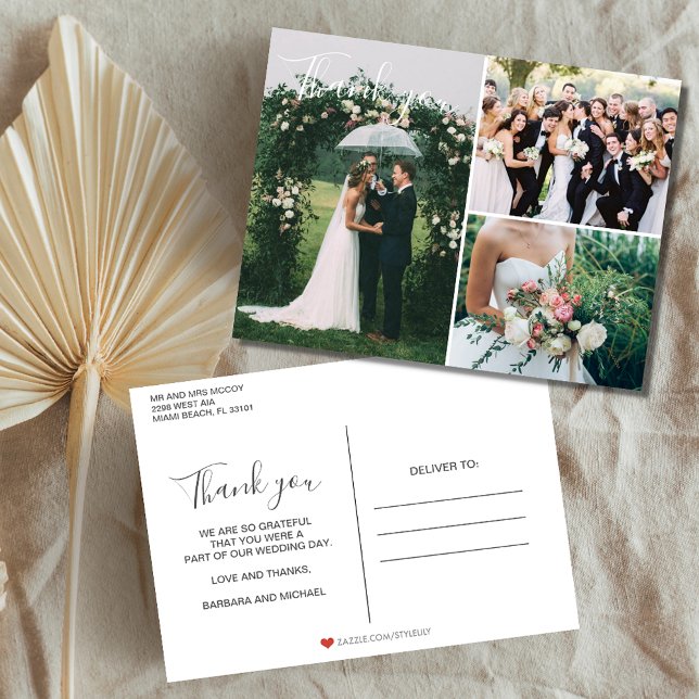 Carte postale mariage Photo Collage Merci (Créateur téléchargé)