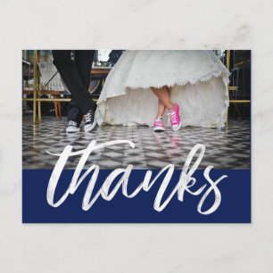 Carte Postale Mariage photo de Merci blanc Lettré