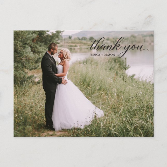 Carte postale Mariage photo de script classique (Devant)