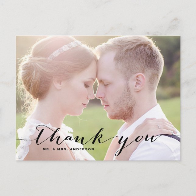Carte postale Mariage photo en noir Script (Devant)