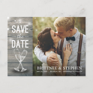 Carte Postale Mariage Photo Enregistrer La Date Champagne Lunett