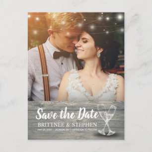 Carte Postale Mariage Photo Enregistrer La Date Champagne Lunett