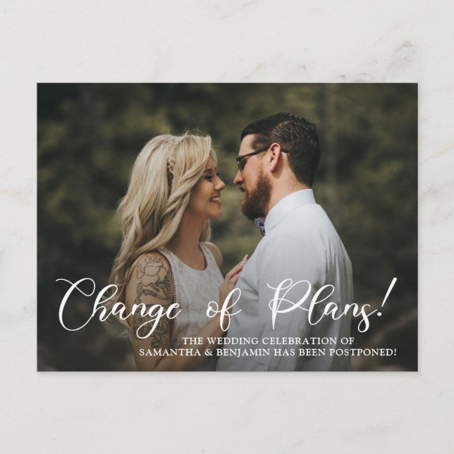 Carte Postale Mariage photo moderne Changement de plan (Devant)