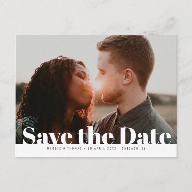 Carte Postale Mariage photo moderne enregistrer la date (Devant)