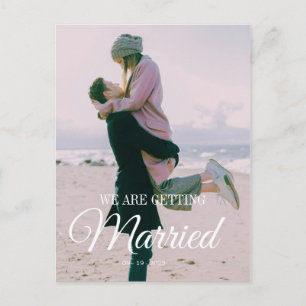 Carte Postale Mariage Photo Overlay Moderne Élégant Blanc Simple