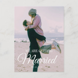 Carte Postale Mariage Photo Overlay Moderne Élégant Blanc Simple