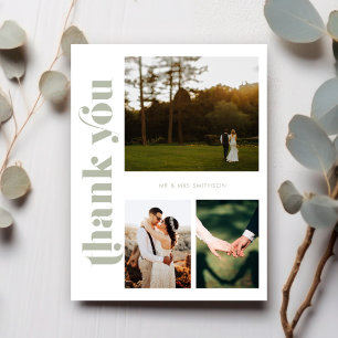 Carte postale Mariage photo Sage Green