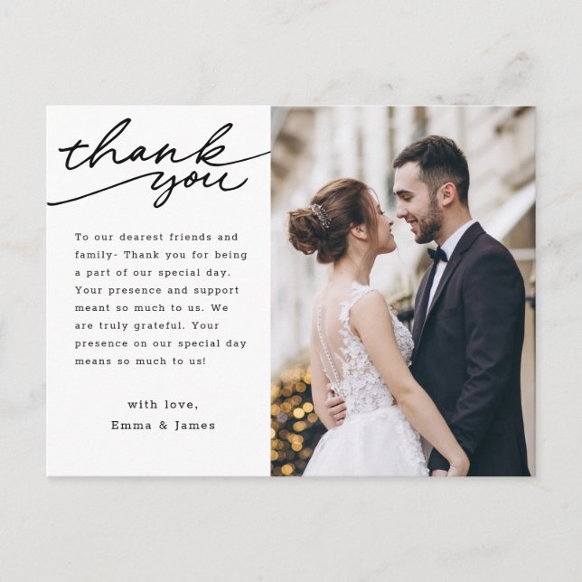 Carte Postale Mariage photo simple Lettrage main (Devant)
