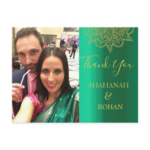 Mariage Photo Vert or Indien style Merci
