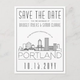 Carte Postale Mariage Portland | Skyline stylisée Enregistrer la