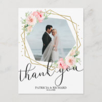 Mariage Remerciements Blush Floral Or Foil Géométr