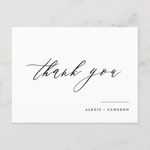 Carte Postale Mariage remerciements calligraphie manuscrite noir