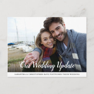 Carte Postale Mariage reporté avec calligraphie photo