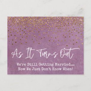 Carte Postale Mariage reporté Confetti & Grunge Rose Sassy