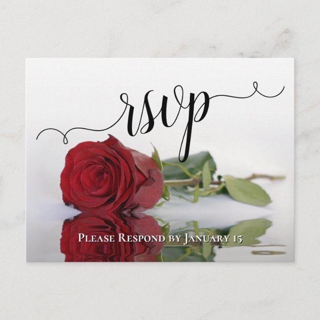 Carte Postale Mariage romantique de rose rouge RSVP (Devant)