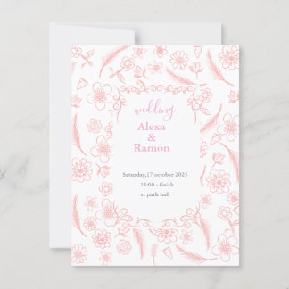 Carte Postale mariage rose