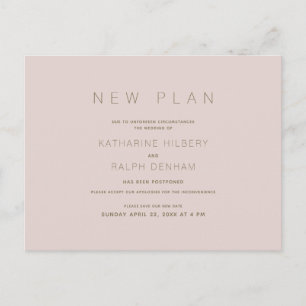 Carte Postale Mariage rose moderne Nouveau plan Faire-part