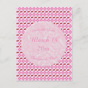 Carte Postale Mariage rose Printemps Cerisiers en fleurs et ceri