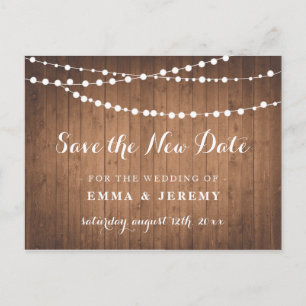 Carte Postale Mariage rustique Enregistrer la nouvelle date