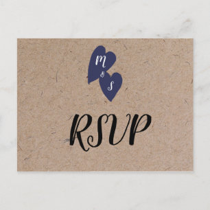 Carte Postale Mariage rustique   Kraft Monogram Choix alimentair