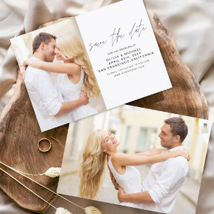 Carte Postale Mariage Sauver la date Photo Romantique Élégant