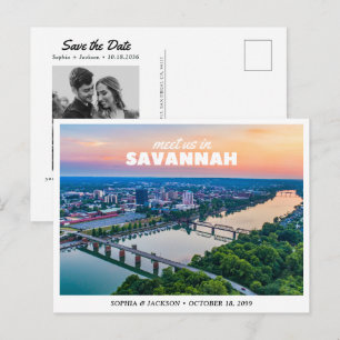 Carte Postale Mariage Savannah Économisez la Date Voyage Rétro