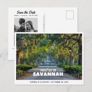 Carte Postale Mariage Savannah Économisez la Date Voyage Rétro