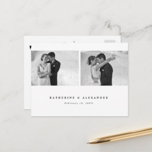 Carte Postale Mariage simple blanc de cadre blanc Merci 2 Photo