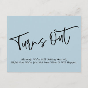 Carte Postale Mariage simple Bleu reporté Faire-part