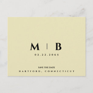Carte Postale Mariage simple de monogramme jaune Enregistrer la 