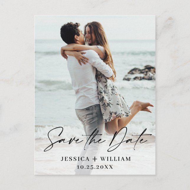 Carte Postale Mariage simple et élégant Enregistrer la photo de  (Devant)