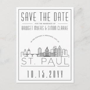Carte Postale Mariage St. Paul Skyline stylisée Enregistrer la