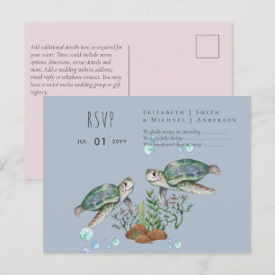 Carte Postale Mariage sur la plage des tortues marines