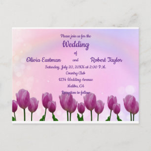Carte Postale Mariage tulipes roses et belle personnalisation