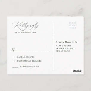 Carte Postale Mariage vert Eucalyptus RSVP