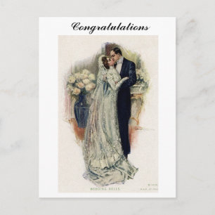 Carte Postale Mariage Vintage Cloche Mariée Et Salle