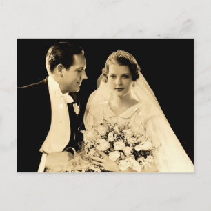 Carte Postale Mariage vintage mariée et chambre