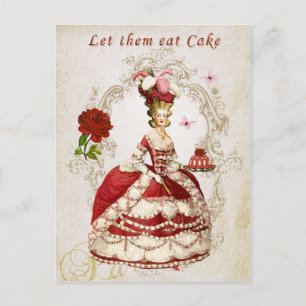 Carte Postale Marie Antoinette, rouge, roses, Qu'ils mangent du