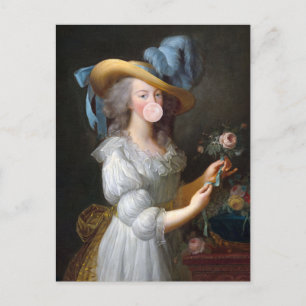 Carte Postale Marie Antoinette soufflante Buble gomme
