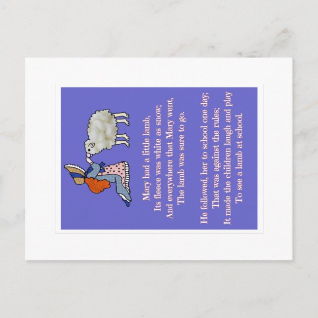 Carte Postale Marie avait un petit agneau (Devant)
