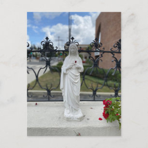 Carte Postale Marie avec Pétale de Fleur du Coeur