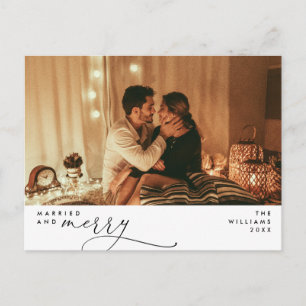Carte Postale Marié et brillant moderne Script photo Holiday