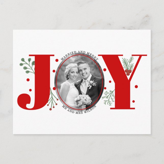 Carte Postale Marié et Joyeux rouge JOIE Noël photo (Devant)