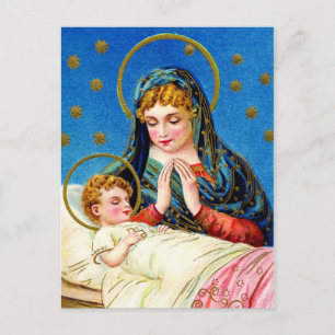 Carte Postale Marie et un bébé endormi Jésus