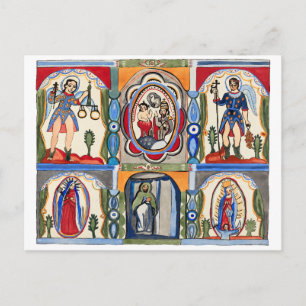 Carte Postale Marie Jésus-Christ Art populaire religieux Peintur
