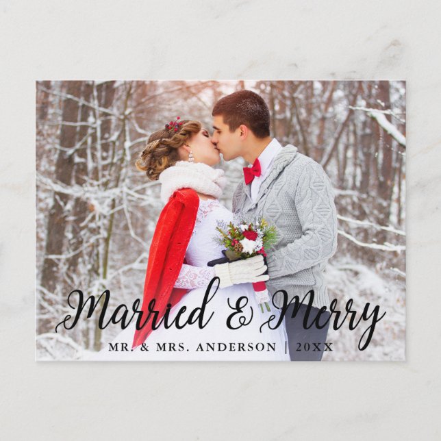 Carte Postale Marié & Joyeux Mariage Photo Noël B (Devant)