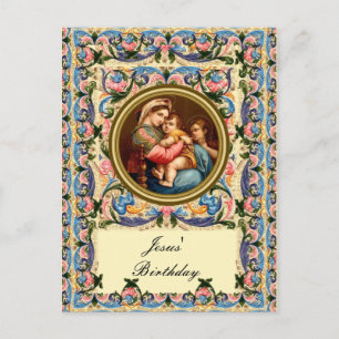 Carte Postale Marie la Vierge et l'enfant - Anniversaire de Jésu