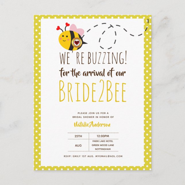 Carte Postale Mariée 2 BEE mignonne Mariage ou Fête des mariées  (Devant)