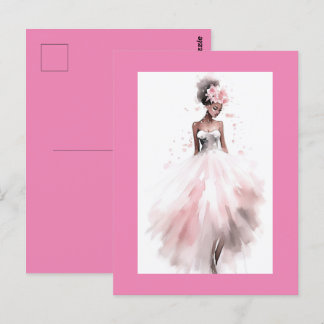 Carte Postale Mariée afro-américaine romantique de mariage